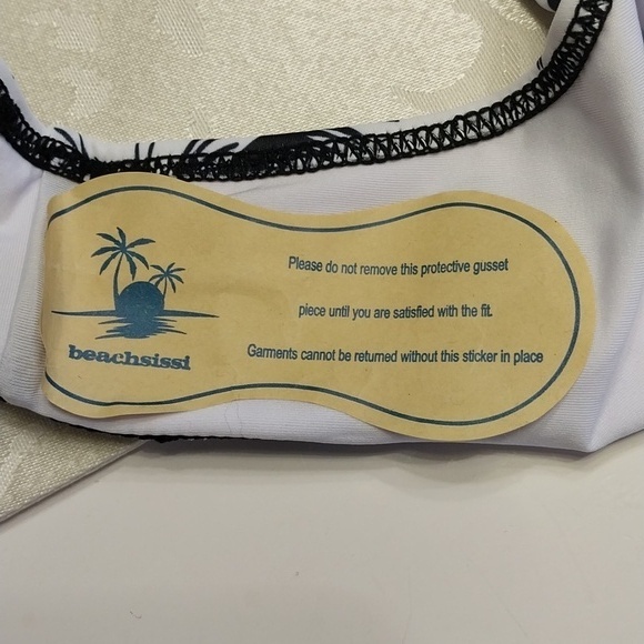 Beachsissi NWT Sz Small Tankini Swimsuit‎ Black White Palm Print Tummy Control - Picture 12 of 12